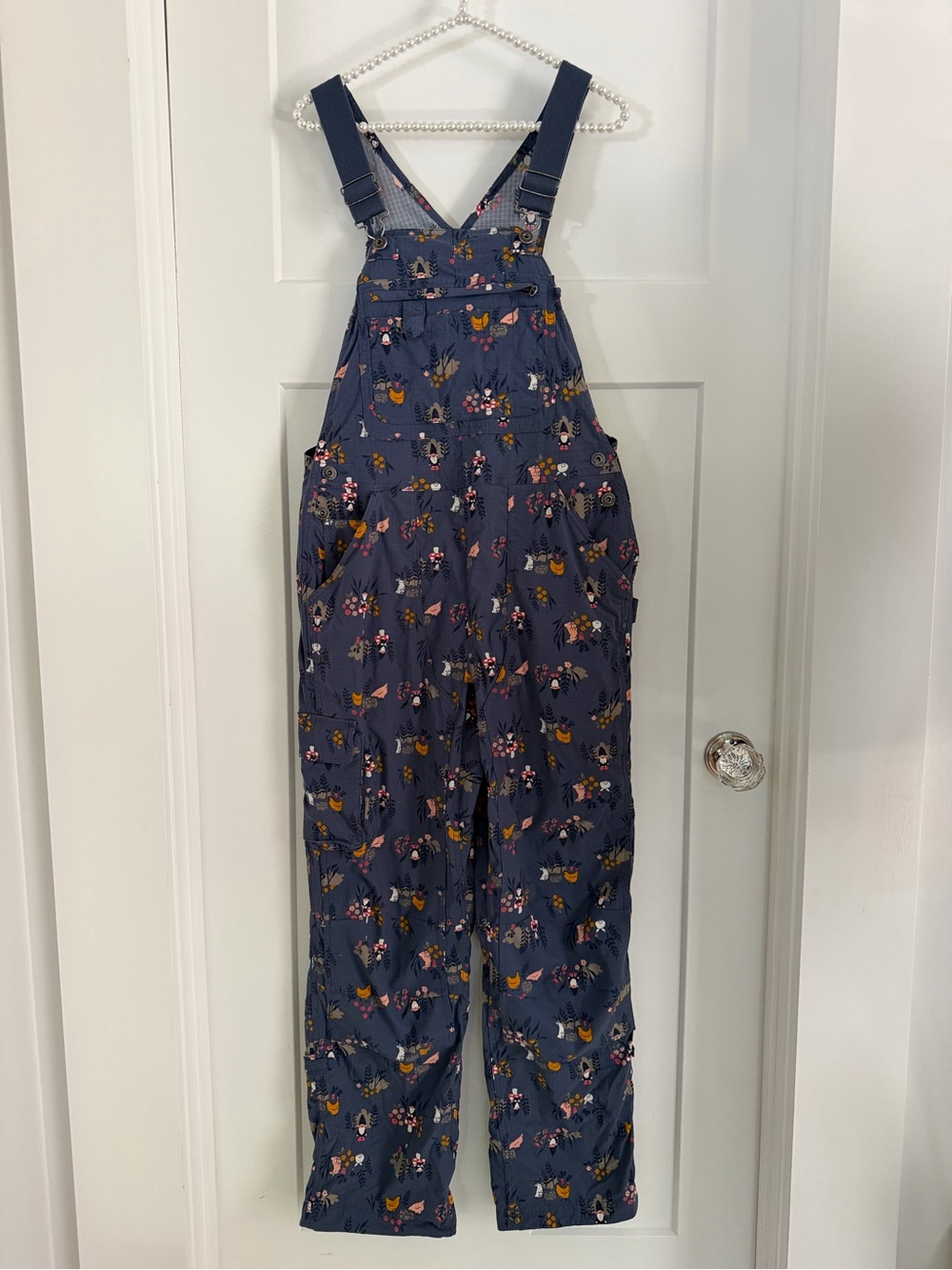 Duluth Trading Co Navy Floral Utility Overalls